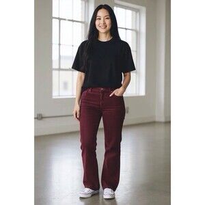FREE PEOPLE Super Flare Velvet Bellbottom Pants Wine Bordeaux Sz 30 $98 Hipster